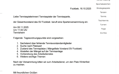 Spartenversammlung Tennis